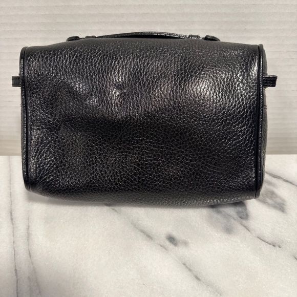 VTG Mark Cross NY black pebble leather make up travel bag case NWOT Italy - Picture 2 of 12